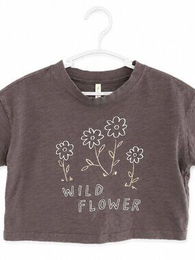 Rylee + Cru Wildflower Graphic Tee 2-3Y Gray Cotton T-Shirt EUC